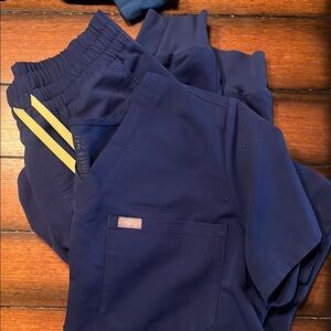 Electric blue scrub set high waist Figs